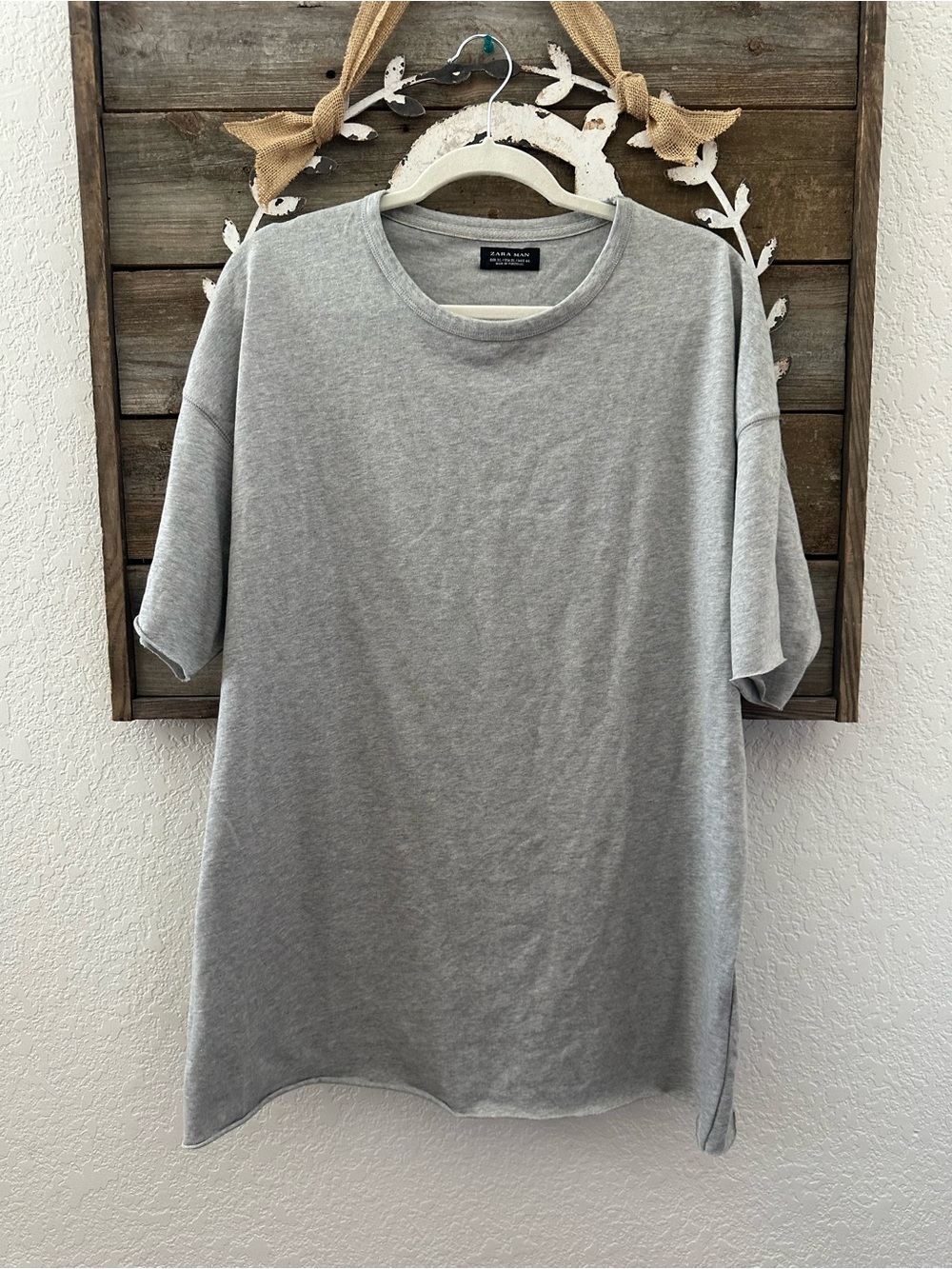 Zara 100% cotton gray roll hem t-shirt men’s size XL
